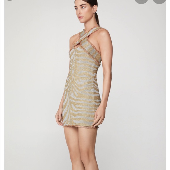 Herve Leger Metallic Anima Print Fringe Dress NWT - Picture 2 of 5